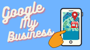 Une main clique sur un magasin qui apparaît sur l'écran d'un smartphone grâce à Google My Business